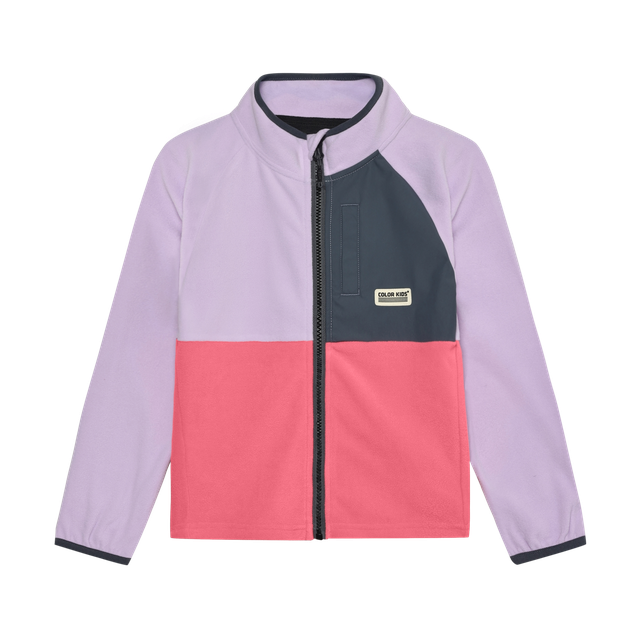 Colour Black Fleece Zip Jacket - Purple/Pink/Grey