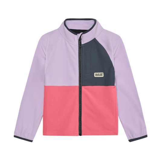 Colour Black Fleece Zip Jacket - Purple/Pink/Grey