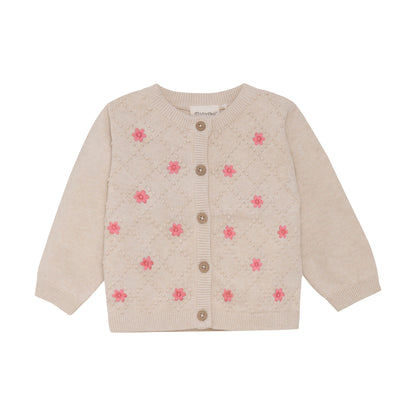 Pink Floral Knit Cardigan