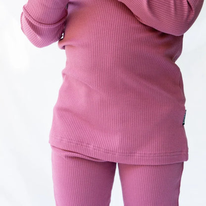 Ribbed Bamboo L/S PJ Set - Rosewood