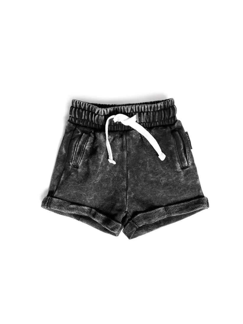 Black Acid Wash Shorts 5/6 (fits big)