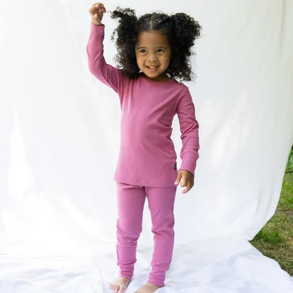 Ribbed Bamboo L/S PJ Set - Rosewood