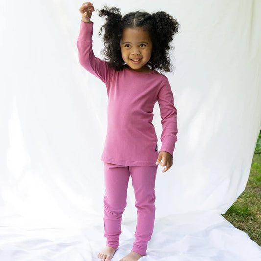 Ribbed Bamboo L/S PJ Set - Rosewood