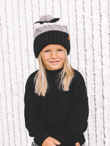 Black Chunky Pom Beanie