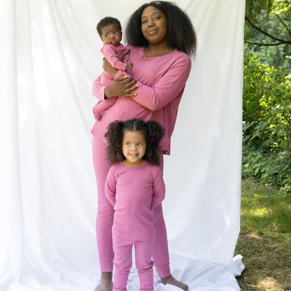Ribbed Bamboo L/S PJ Set - Rosewood