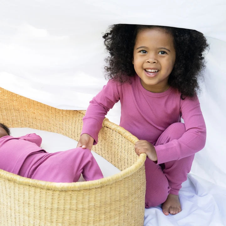 Ribbed Bamboo L/S PJ Set - Rosewood