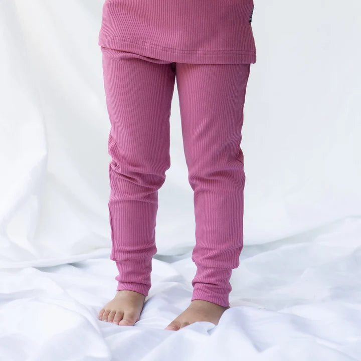 Ribbed Bamboo L/S PJ Set - Rosewood