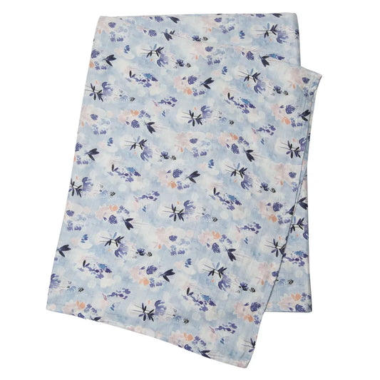 Ink Floral Muslin Swaddle