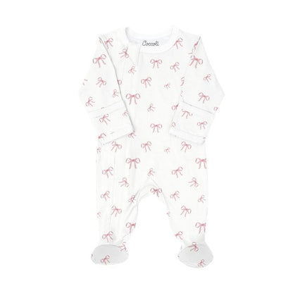 Pink Bows Cotton Modal Footie
