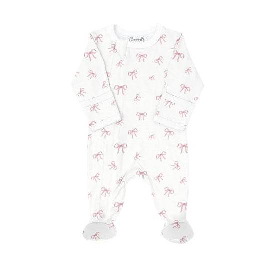 Pink Bows Cotton Modal Footie