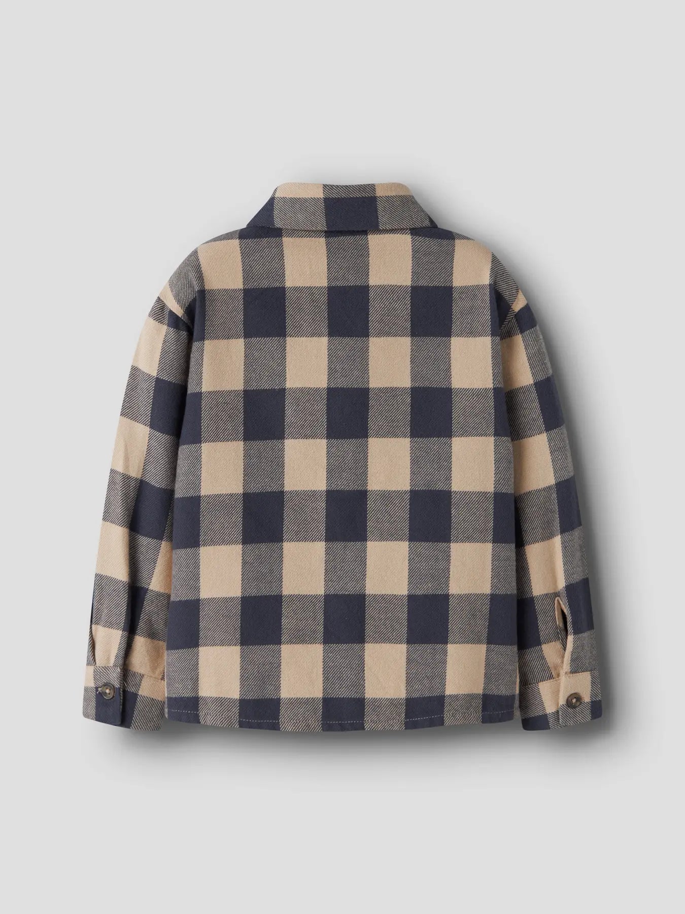 Beige & Blue Plaid Button Up