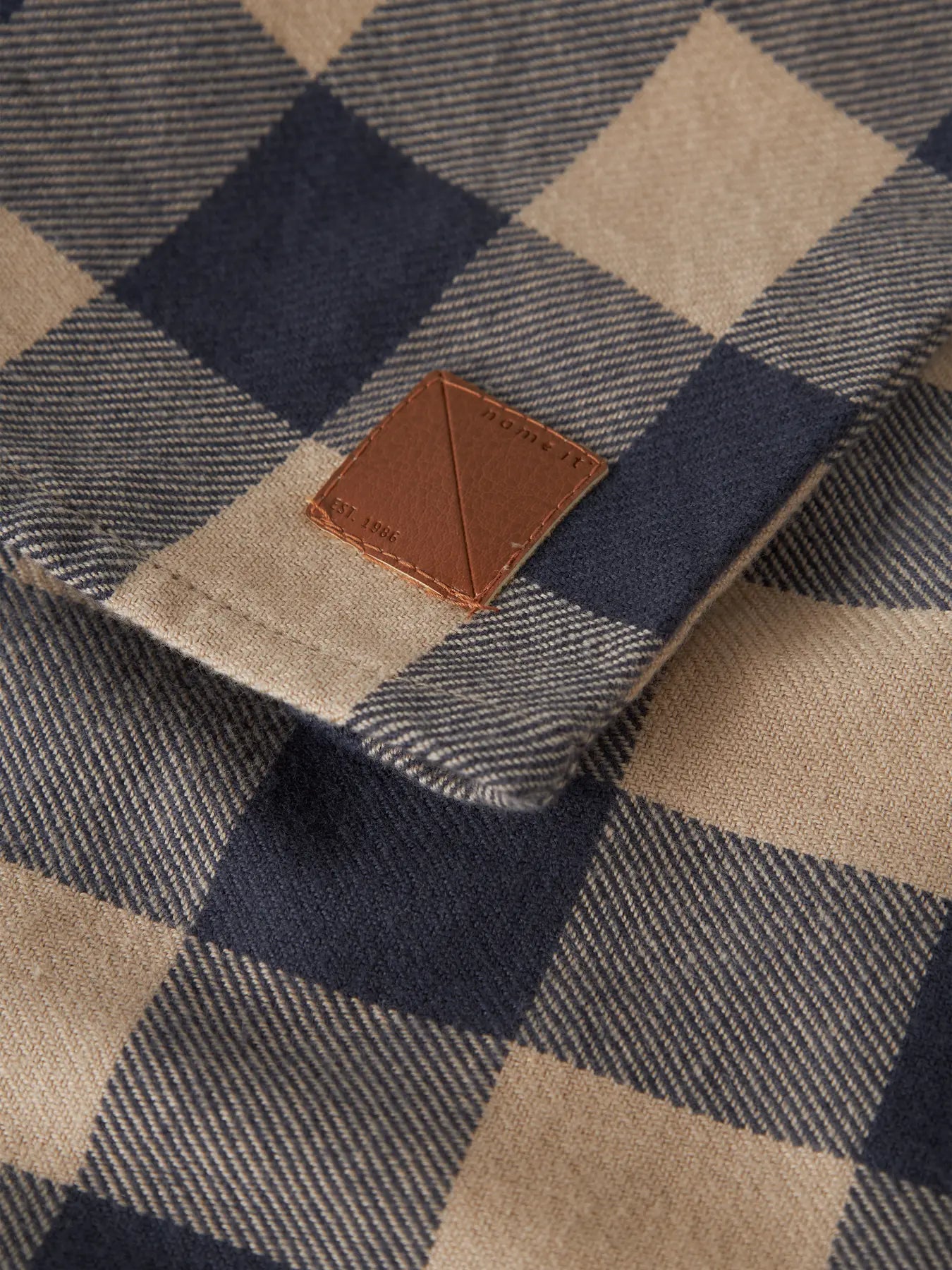 Beige & Blue Plaid Button Up