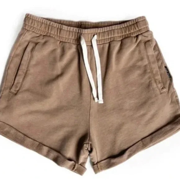 Adult Beige Acid Wash Shorts (Small. Fit Big)