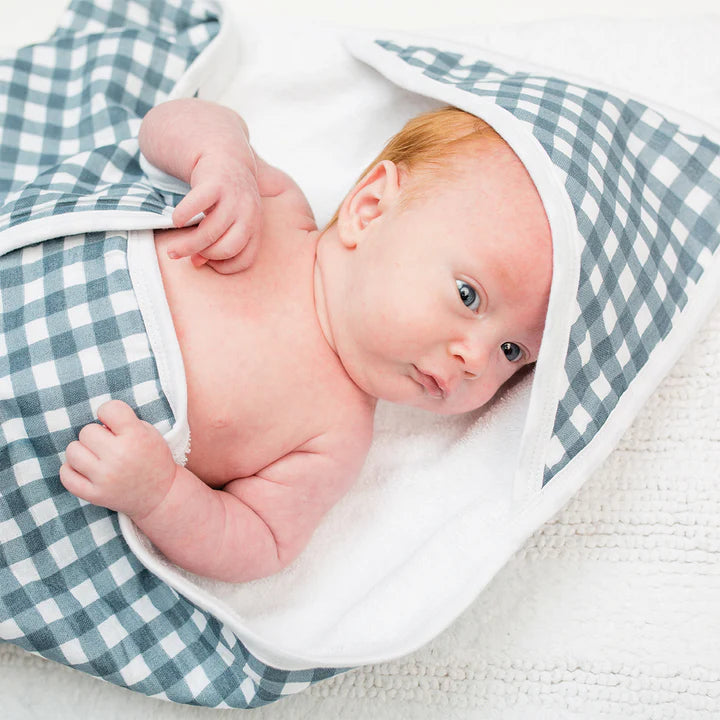 Navy Gingham - Hooded Towel