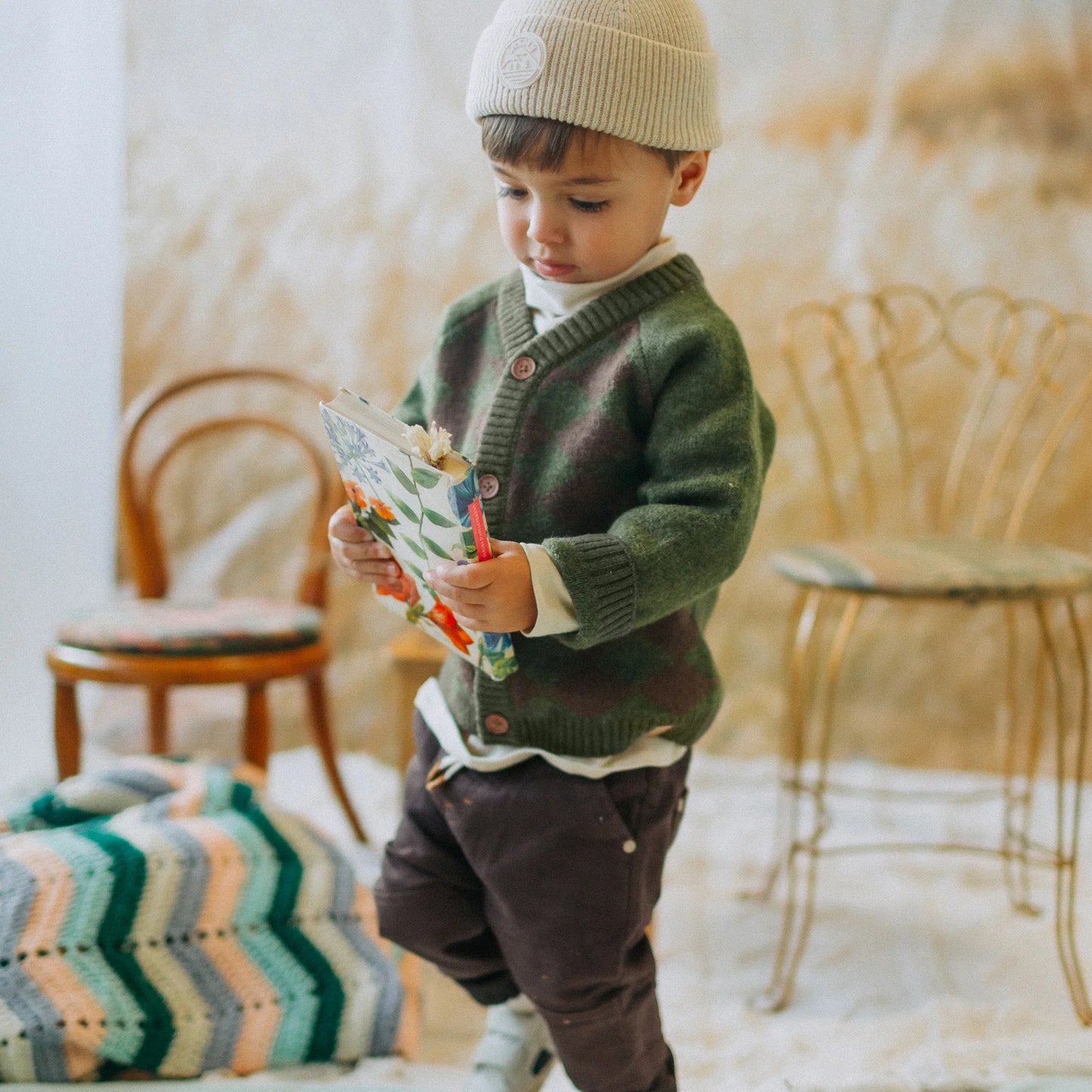 Dark Green/Brown Button Up Sweater