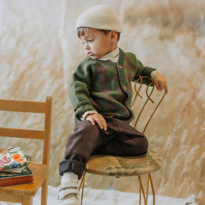 Dark Green/Brown Button Up Sweater