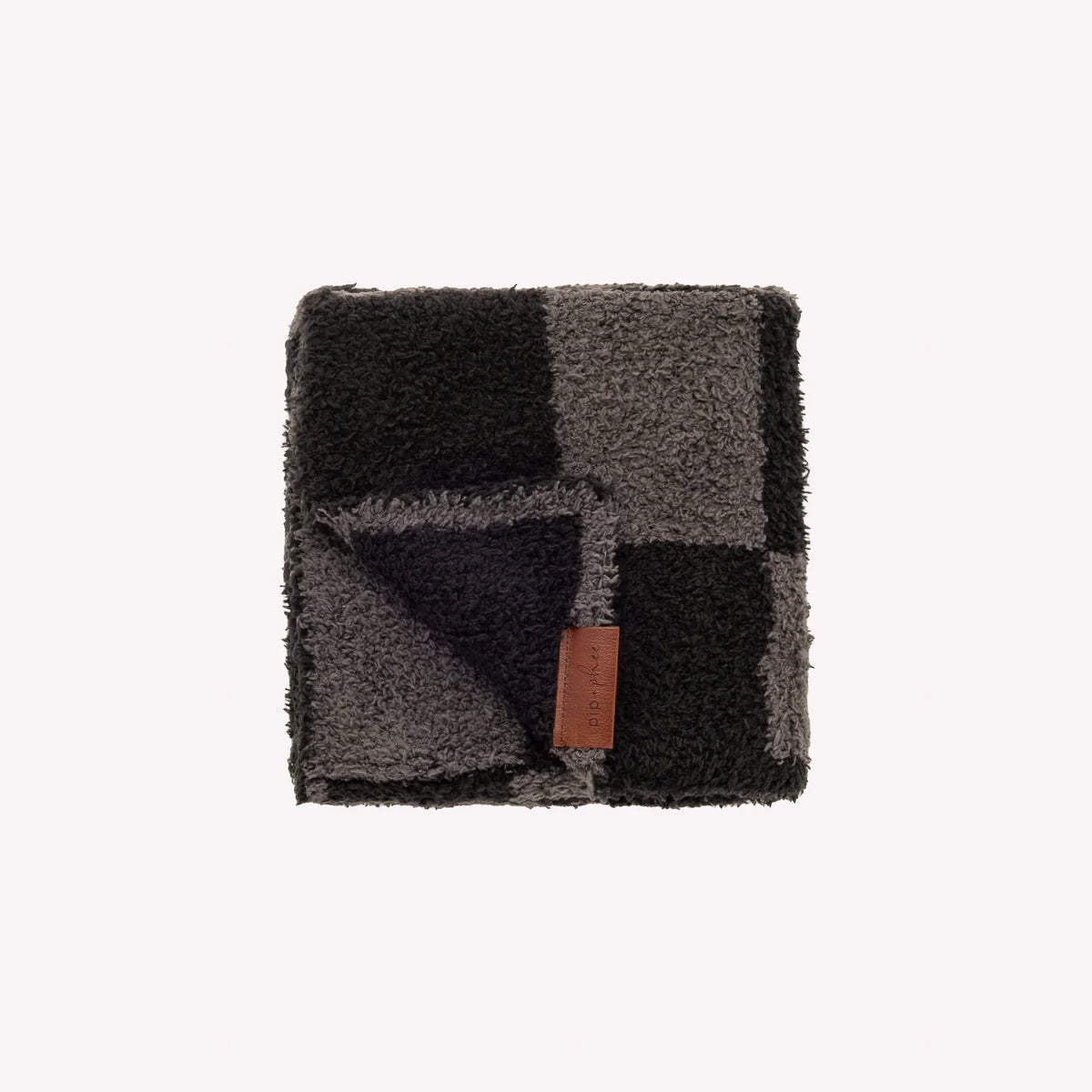 Charcoal/Grey Check Plush Blanket