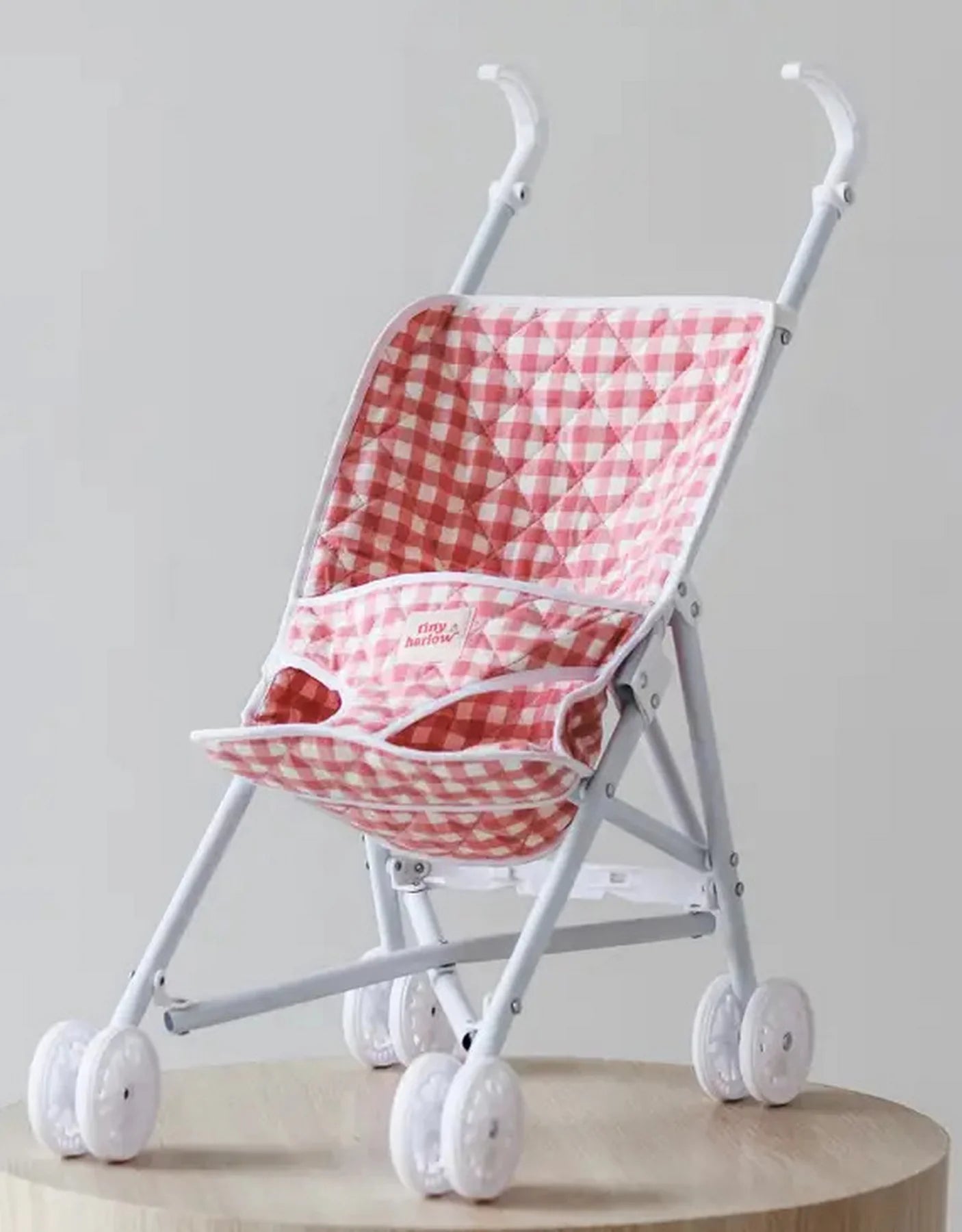 Doll Stroller - Pink Gingham