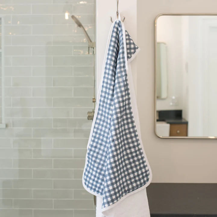 Navy Gingham - Hooded Towel