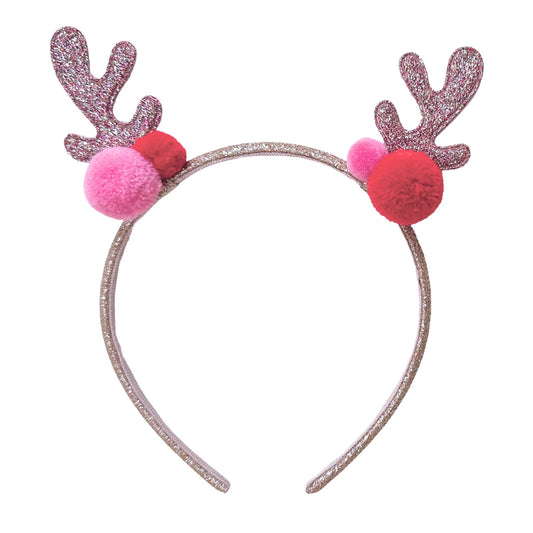 Glitter Pom Pom Reindeer Headband