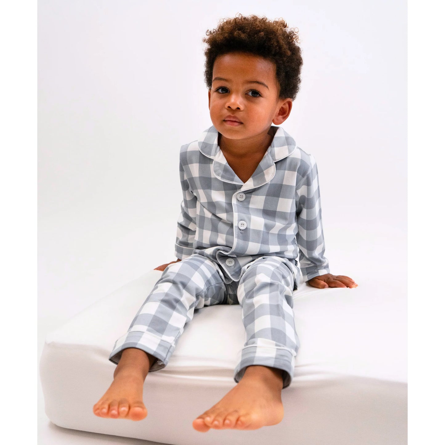 Kids Classic L/S PJ Set - Denim Plaid
