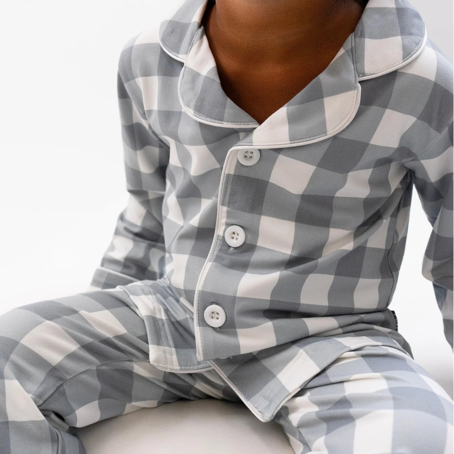 Kids Classic L/S PJ Set - Denim Plaid