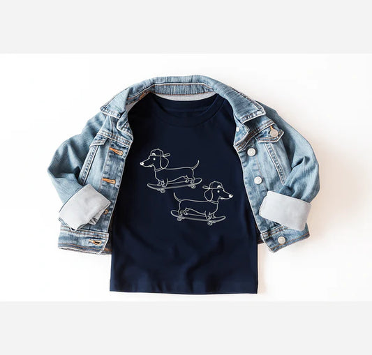 Skater Pups Tee - Navy