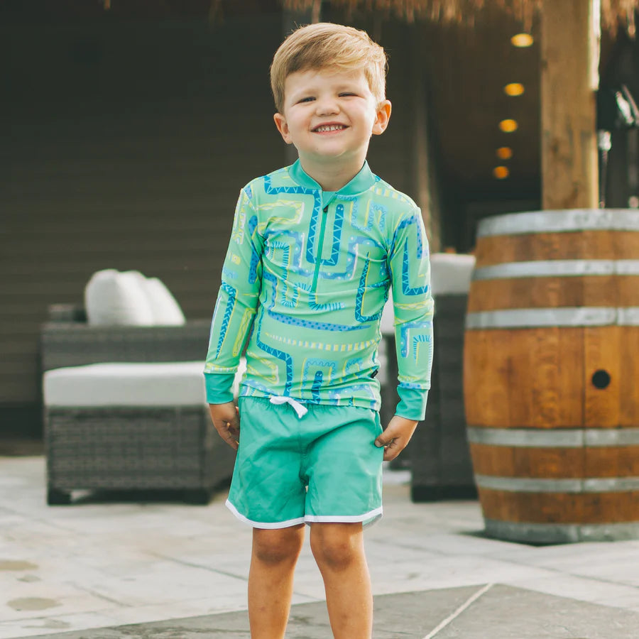 Kid's Trunks - Teal, White Trim