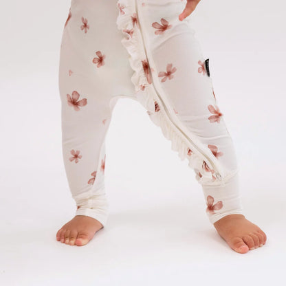 Ruffled Petals- Footless Sleeper with Fold-Over Cuffs