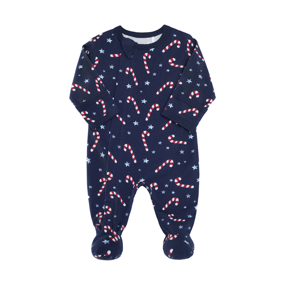 Navy Candy Cane Footie