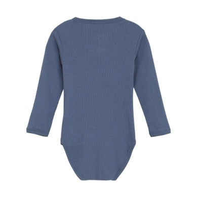 Baby Denim Blue Ribbed Bodysuit