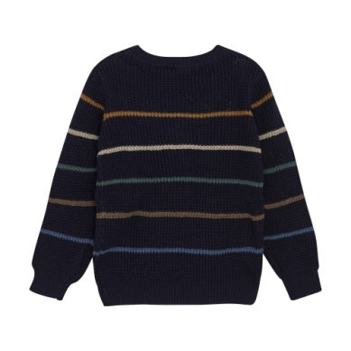 Midnight Stripe Waffle Pullover Sweater