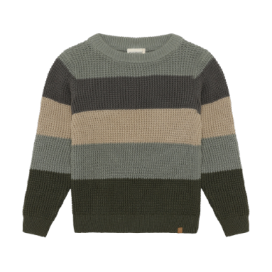 Kids Green/Beige Stripe Knitted Sweater