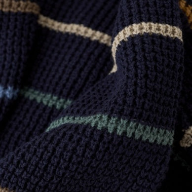 Midnight Stripe Waffle Pullover Sweater