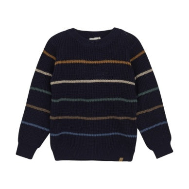 Midnight Stripe Waffle Pullover Sweater