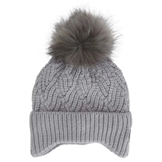 Grey Knit Windproof Hat