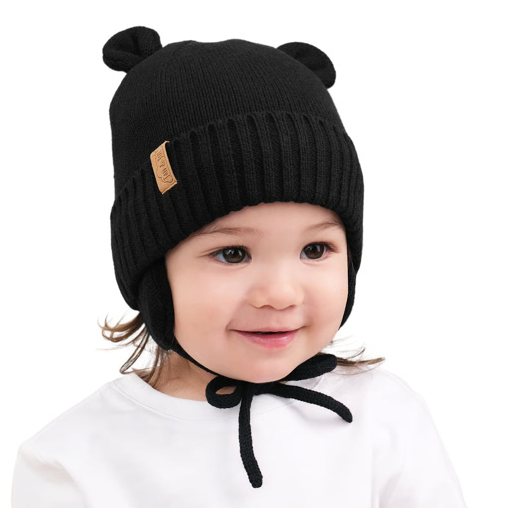 Jet Black | Bear Knit Hats