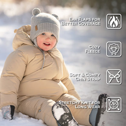 Soft Grey | Bear Knit Hats