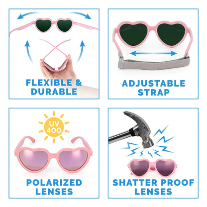Lavender Kids Polarized Heart Sunglasses (2-6 Years)