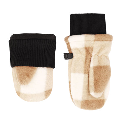 Kids Fleece Mittens | Brown Plaid