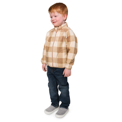Kids Cozy Fleece Jacket | Brown Plaid