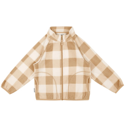 Kids Cozy Fleece Jacket | Brown Plaid
