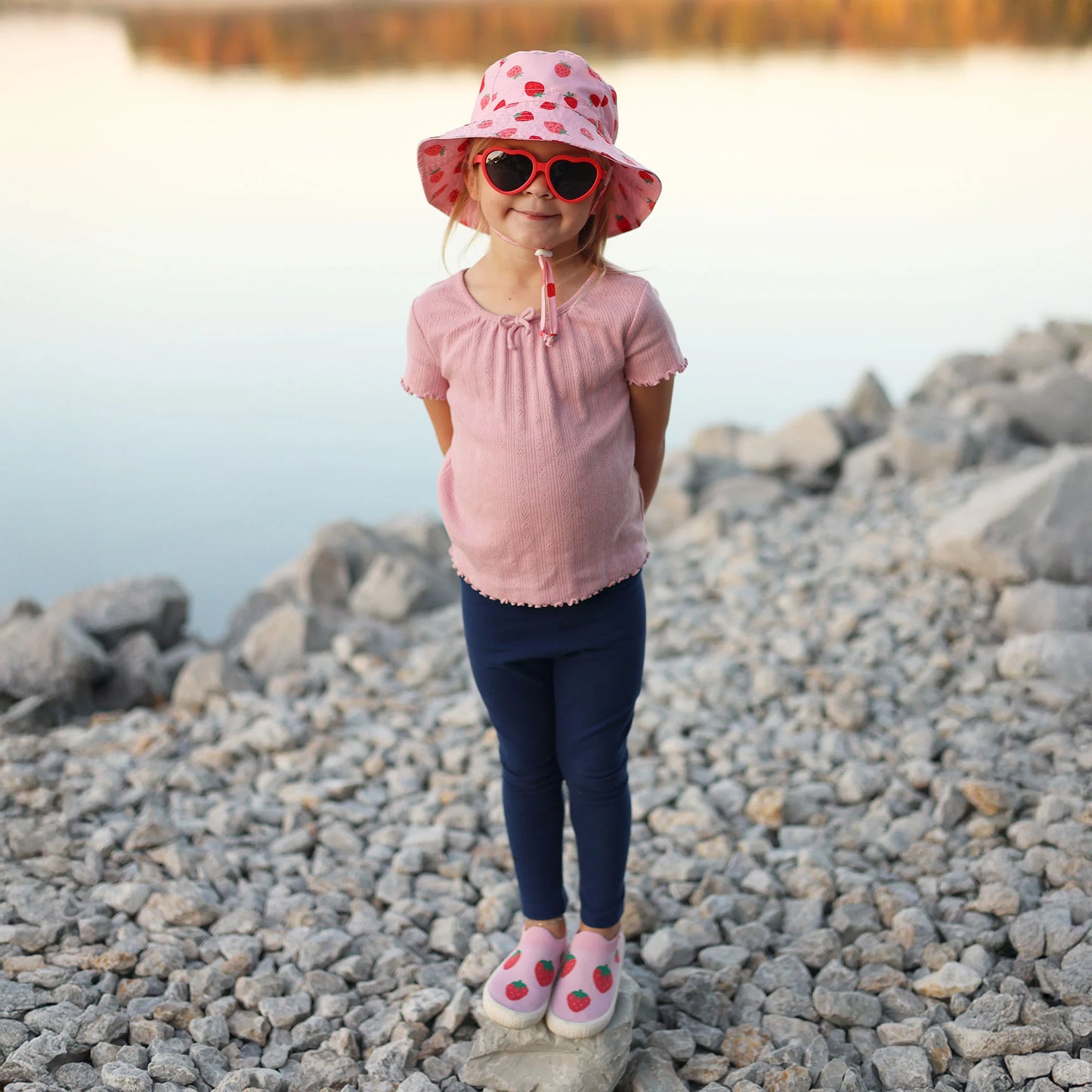 Kids Polarized Heart Sunglasses | Nautical Red