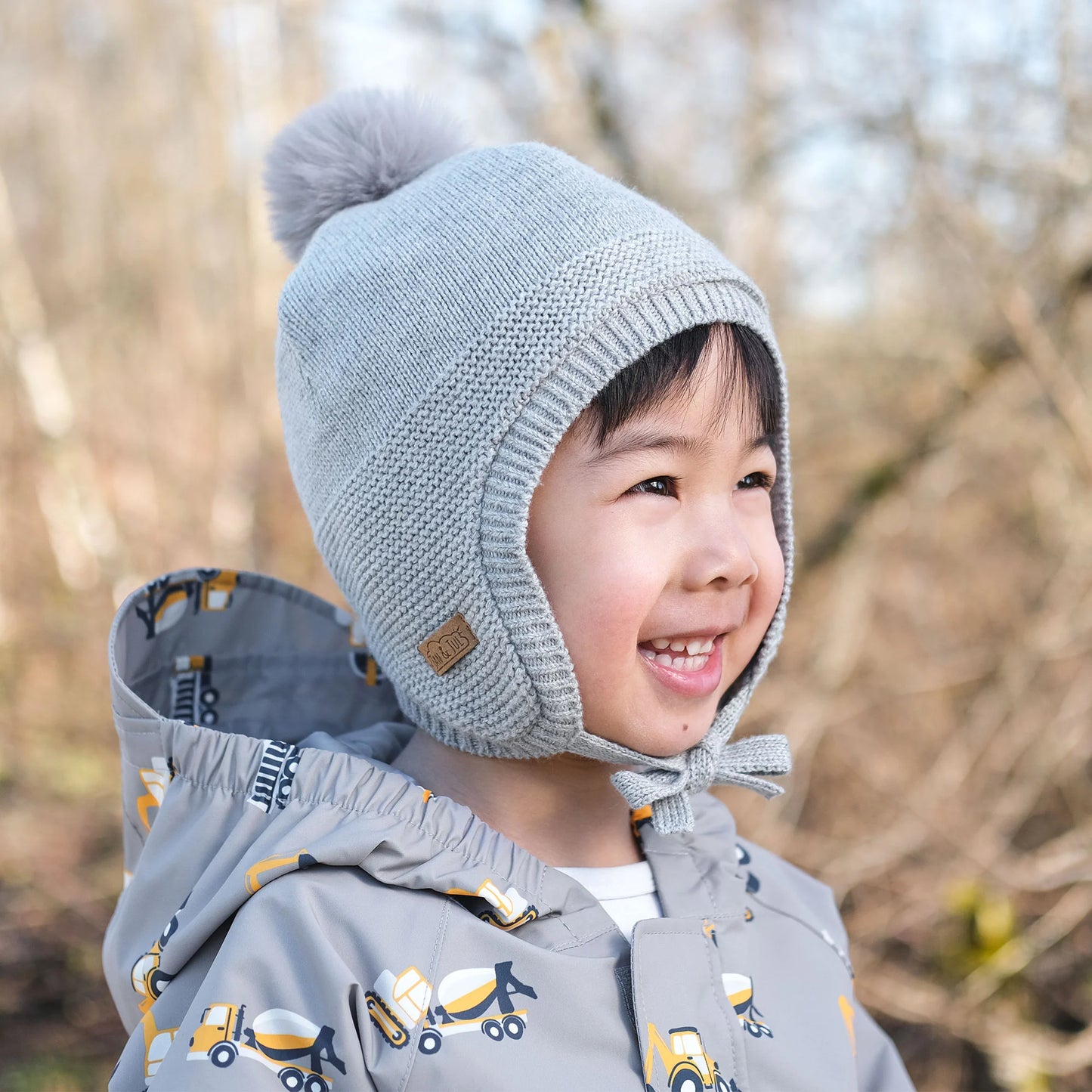 Soft Grey |  Pom-Pom Knit Hats