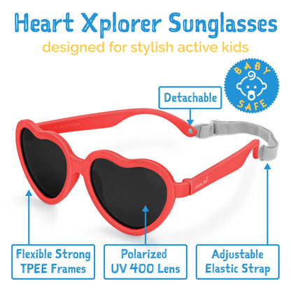 Kids Polarized Heart Sunglasses | Nautical Red