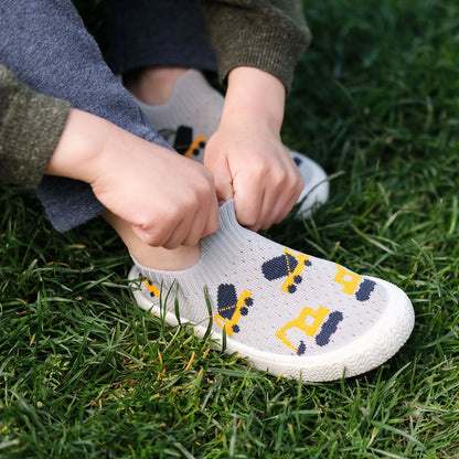 Kids Graphic Slip On Shoes | Grey Construction