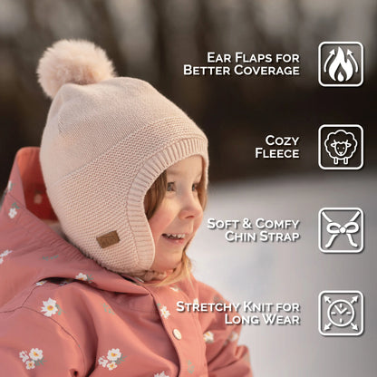 Light Pink |  Pom-Pom Knit Hats