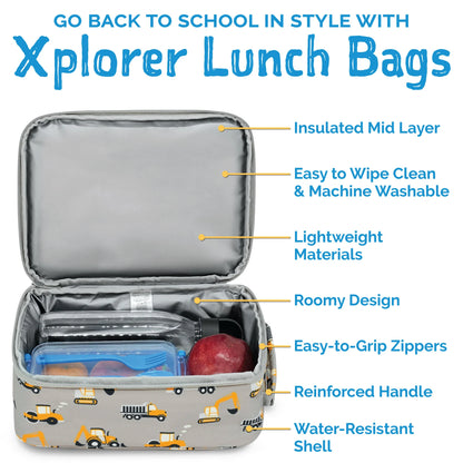 Grey Construction Kids Lunch Bag