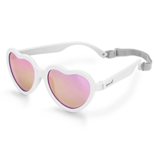Kids Polarized Heart Sunglasses | White