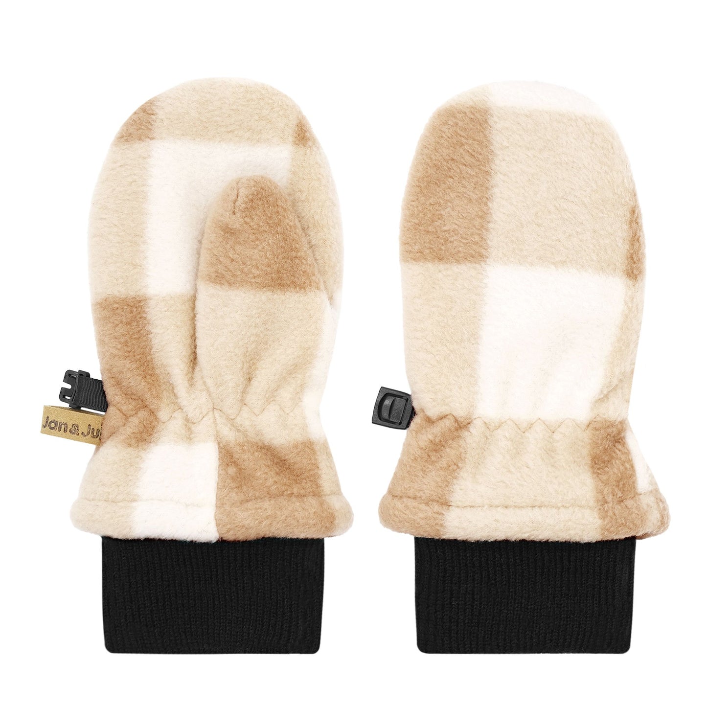 Kids Fleece Mittens | Brown Plaid